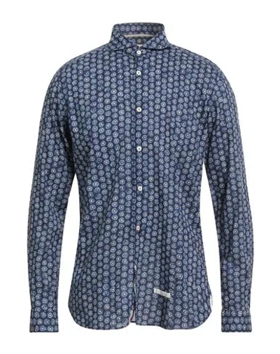 Tintoria Mattei 954 Man Shirt Midnight Blue Size 17 Cotton
