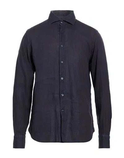 Tintoria Mattei 954 Man Shirt Midnight Blue Size 17 ¾ Linen