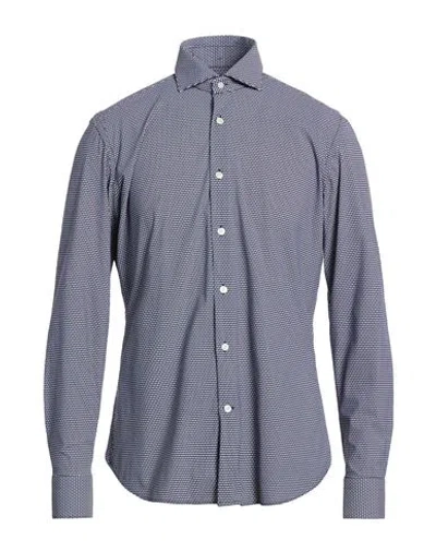 Tintoria Mattei 954 Man Shirt Midnight Blue Size 17 ½ Polyamide, Elastane In Multi