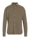 Tintoria Mattei 954 Man Shirt Military Green Size 16 Cotton, Elastane In Military Green
