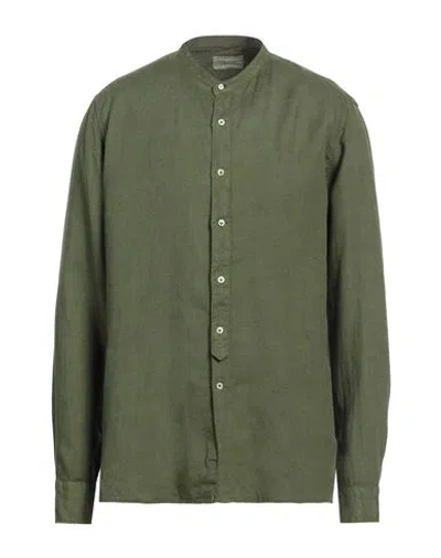 Tintoria Mattei 954 Man Shirt Military Green Size Xl Linen In Green