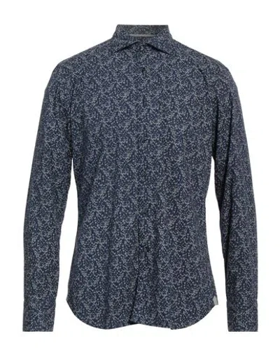 Tintoria Mattei 954 Man Shirt Navy Blue Size 16 ½ Cotton