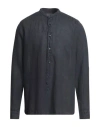 Tintoria Mattei 954 Man Shirt Navy Size 16 ½ Linen In Navy Blue