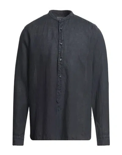 Tintoria Mattei 954 Man Shirt Navy Size 16 ½ Linen In Navy Blue