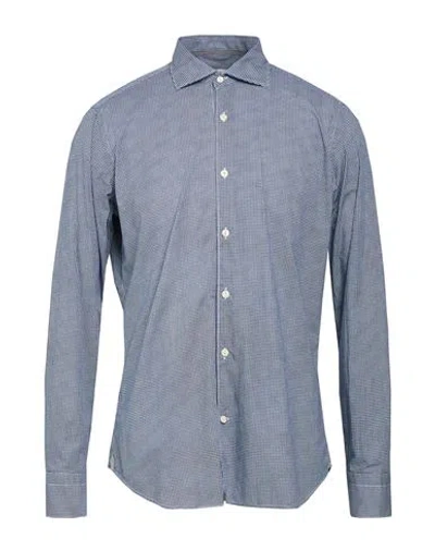 Tintoria Mattei 954 Man Shirt Navy Size 15 ¾ Cotton In Blue