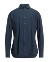 Tintoria Mattei 954 Man Shirt Navy Size 15 ½ Cotton In Navy Blue