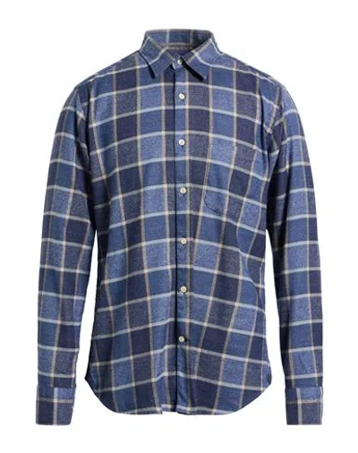 Tintoria Mattei 954 Man Shirt Navy Size 15 ¾ Cotton, Polyester, Viscose In Blue