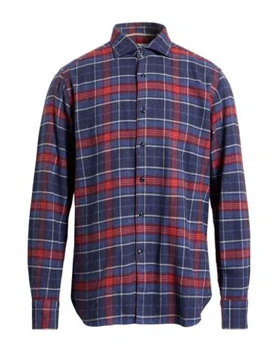 Tintoria Mattei 954 Man Shirt Navy Size 16 Cotton In Blue