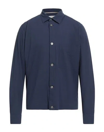 Tintoria Mattei 954 Man Shirt Navy Size 16 Cotton, Elastane In Blue
