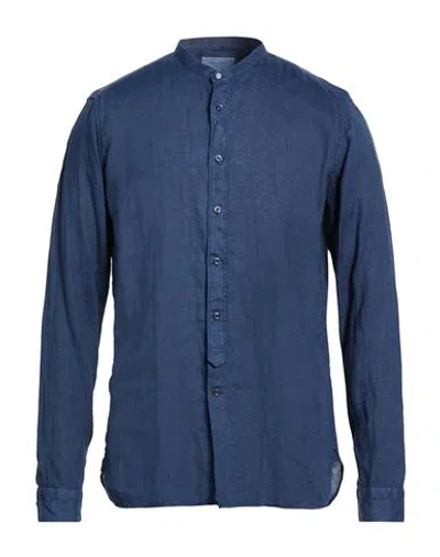 Tintoria Mattei 954 Man Shirt Navy Size Xl Linen In Animal Print