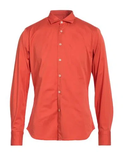 Tintoria Mattei 954 Man Shirt Orange Size 15 ½ Cotton, Elastane