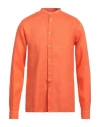 Tintoria Mattei 954 Man Shirt Orange Size 15 ¾ Linen