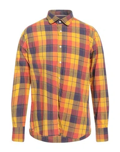 Tintoria Mattei 954 Man Shirt Orange Size 16 Cotton, Linen, Ramie