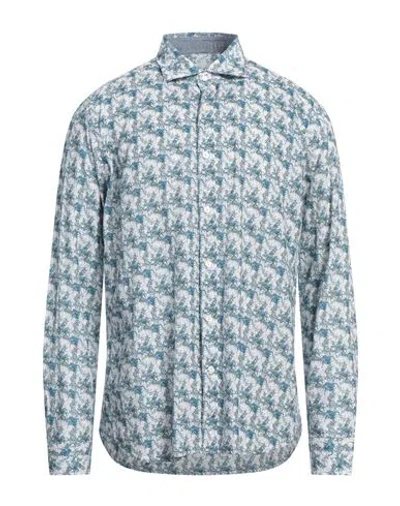 Tintoria Mattei 954 Man Shirt Pastel Blue Size 17 Cotton, Linen, Elastane