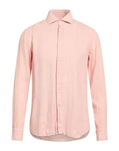 Tintoria Mattei 954 Man Shirt Pink Size 16 Linen