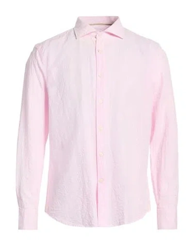 Tintoria Mattei 954 Man Shirt Pink Size 17 Cotton, Linen