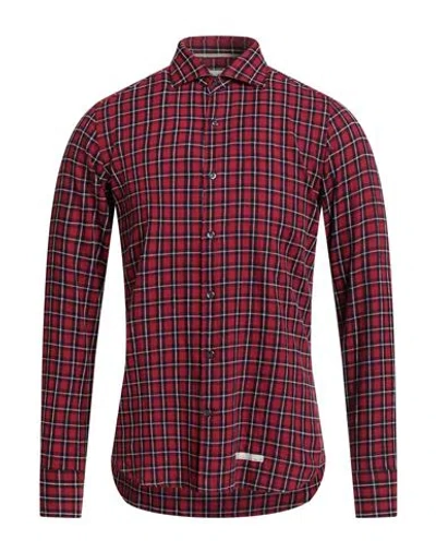 Tintoria Mattei 954 Man Shirt Red Size 16 Cotton In Burgundy