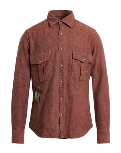 Tintoria Mattei 954 Man Shirt Rust Size 15 ½ Cotton In Brown