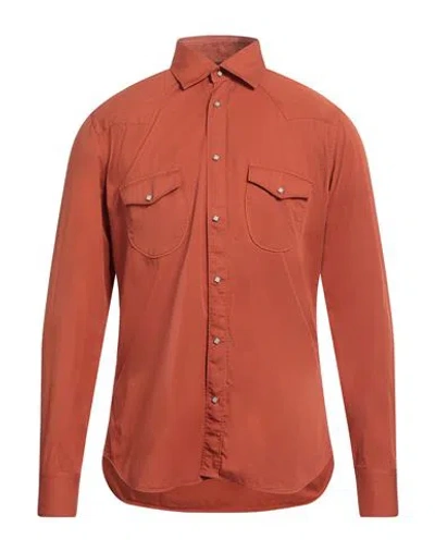 Tintoria Mattei 954 Man Shirt Rust Size 15 ¾ Cotton In Red