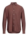 Tintoria Mattei 954 Man Shirt Rust Size 16 Cotton