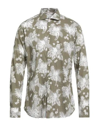 Tintoria Mattei 954 Man Shirt Sage Green Size 17 Cotton In Gray