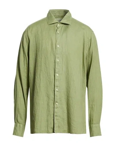 Tintoria Mattei 954 Man Shirt Sage Green Size 17 ¾ Linen