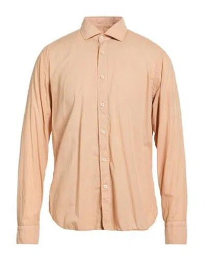 Tintoria Mattei 954 Man Shirt Sand Size 16 Cotton In Brown