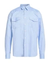 Tintoria Mattei 954 Man Shirt Sky Blue Size 17 Cotton In Blue