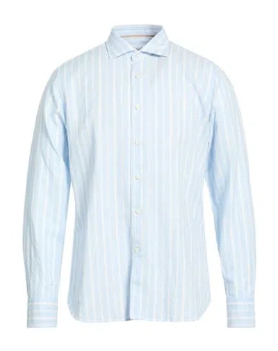 Tintoria Mattei 954 Man Shirt Sky Blue Size 17 Cotton, Hemp In White