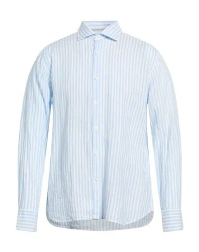 Tintoria Mattei 954 Man Shirt Sky Blue Size 17 ½ Linen In Multi