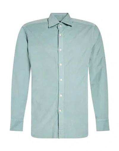 Tintoria Mattei 954 Man Shirt Slate Blue Size 15 Cotton, Elastane In Green