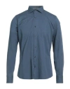 Tintoria Mattei 954 Man Shirt Slate Blue Size 17 ½ Cotton In Blue