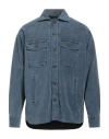 Tintoria Mattei 954 Man Shirt Slate Blue Size M Cotton, Elastane In Blue