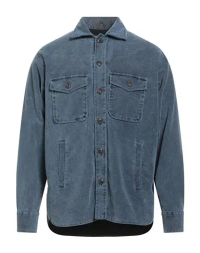 Tintoria Mattei 954 Man Shirt Slate Blue Size M Cotton, Elastane