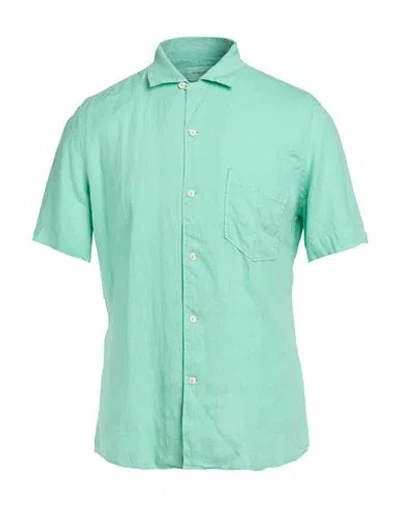 Tintoria Mattei 954 Man Shirt Turquoise Size 17 ½ Linen In Green