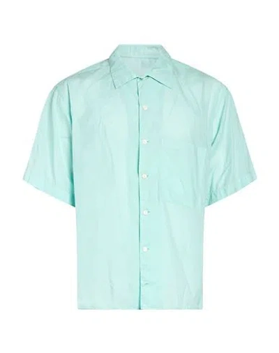 Tintoria Mattei 954 Man Shirt Turquoise Size S Cotton In Blue