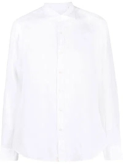Tintoria Mattei Cutaway Collar Linen Shirt In White
