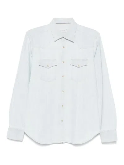 Tintoria Mattei 954 Tailored Blue Shirt With Classic Design In White
