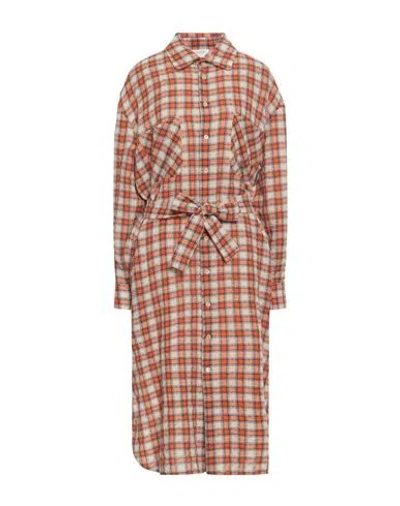 Tintoria Mattei 954 Woman Midi Dress Orange Size 6 Wool, Cotton