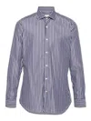 Tintoria Mattei Striped Cotton Shirt In Blue