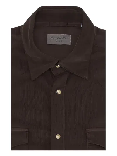 Tintoria Mattei Corduroy-effect Long-sleeve Shirt In Brown