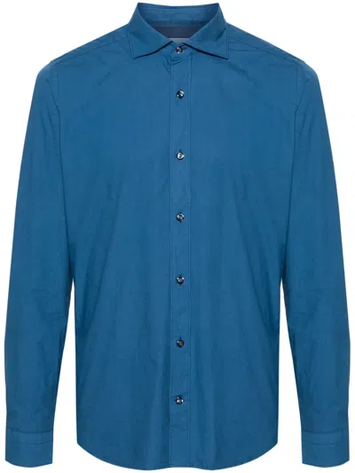 Tintoria Mattei Cutaway-collar Cotton Shirt In Blue