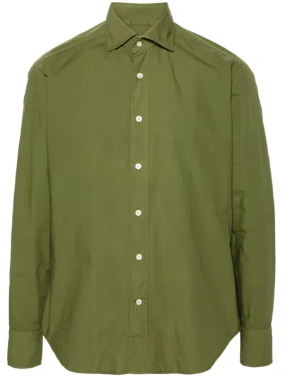 Tintoria Mattei Cutaway-collar Cotton Shirt In Green
