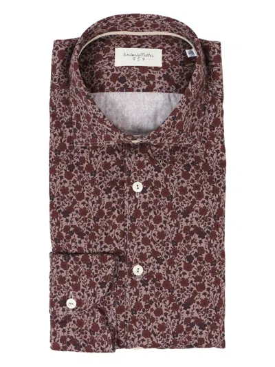 Tintoria Mattei Floral-print Shirt In Brown