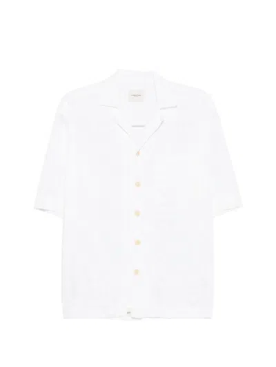 Tintoria Mattei Floral-jacquard Short-sleeve Shirt In White