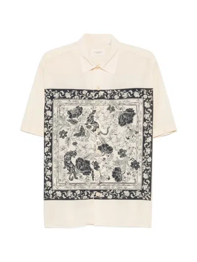 Tintoria Mattei Short Sleeve Shirt With Floral Print In White