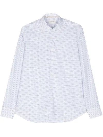 Tintoria Mattei Geometric-print Cotton Shirt In White