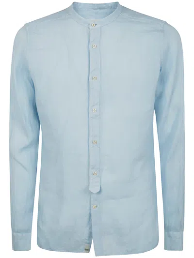 Tintoria Mattei Guru Neck Linen Shirt In Blue