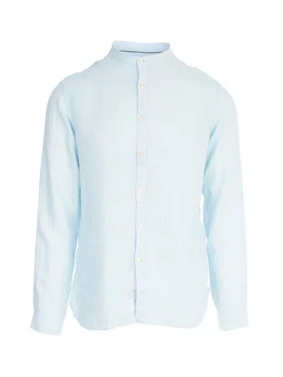 Tintoria Mattei Linen Korean Neck Shirt Clothing In Blue
