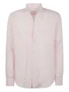 Tintoria Mattei Guru High Neck Linen Shirt In Pink